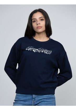 Saco Celeste Fleece De Cuello Redondo Con Logo Gráfico Tommy Hilfiger