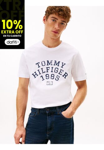 Camiseta Blanca De Cuello Redondo Con Logo Gráfico Tommy Hilfiger Tommy Hilfiger