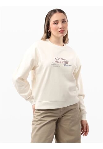 Saco Blanco Tejido De Cuello Redondo Con Logo Gráfico Tommy Hilfiger Tommy Hilfiger