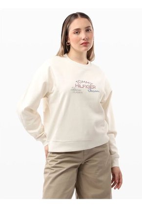 Saco Blanco Tejido De Cuello Redondo Con Logo Gráfico Tommy Hilfiger