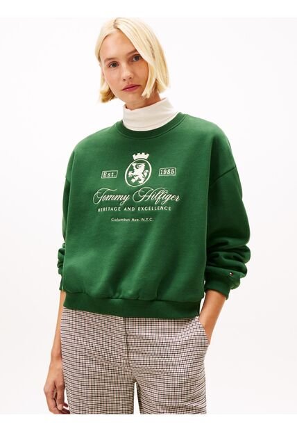 Buzo Verde Amplio Con Escudo TH Bordado Tommy Hilfiger