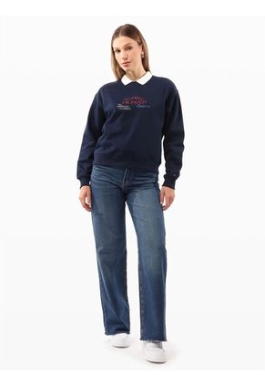 Saco Azul Tejido De Cuello Redondo Con Logo Gráfico Tommy Hilfiger