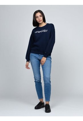 Saco Celeste Fleece De Cuello Redondo Con Logo Gráfico Tommy Hilfiger