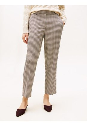 Pantalón Beige Casual Con Estampado De Cuadros Tommy Hilfiger