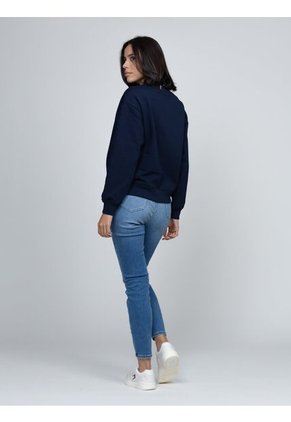 Saco Azul Oscuro Fleece De Cuello Redondo Con Logo Gráfico Tommy Hilfiger