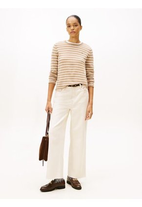 Saco Beige De Lana Con Cuello Redondo Tommy Hilfiger