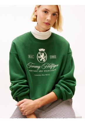 Buzo Verde Amplio Con Escudo TH Bordado Tommy Hilfiger