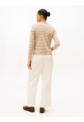 Saco Beige De Lana Con Cuello Redondo Tommy Hilfiger