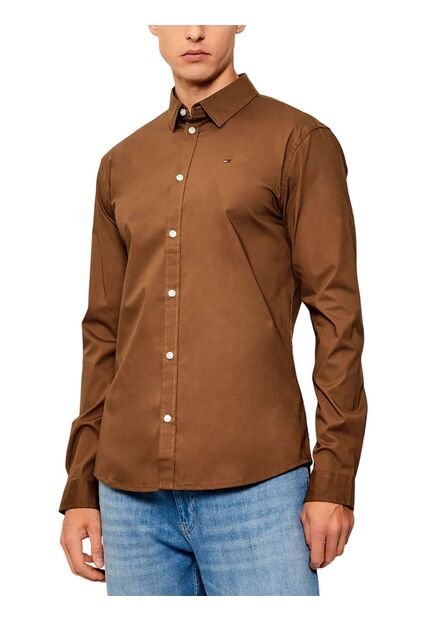 Camisa Café De Algodón Elástico Tommy Jeans