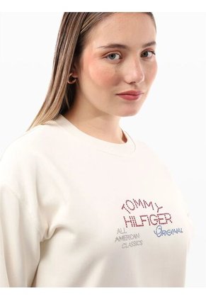 Saco Blanco Tejido De Cuello Redondo Con Logo Gráfico Tommy Hilfiger