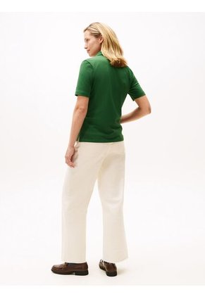 Polo Verde De Corte Regular Con Escudo Bordado Tommy Hilfiger