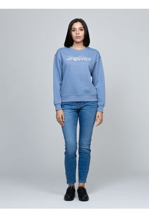 Saco Azul Fleece De Cuello Redondo Con Logo Gráfico Tommy Hilfiger