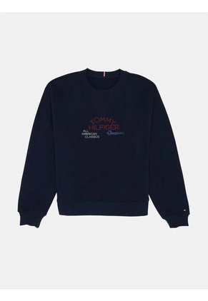 Saco Azul Tejido De Cuello Redondo Con Logo Gráfico Tommy Hilfiger