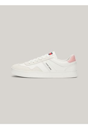 Tenis Blanco De Ante Con Textura Mixta Tommy Hilfiger