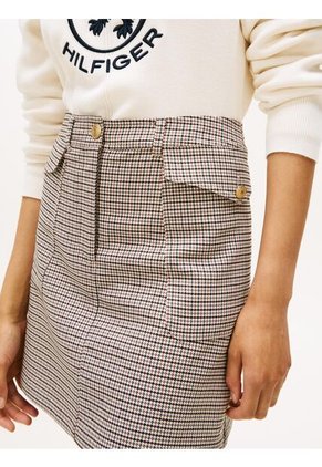 Mini Beige Falda Con Estampado De Cuadros Tommy Hilfiger