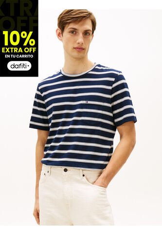 Camiseta Azul De Rayas Con Cuello Redondo Tommy Hilfiger Tommy Hilfiger