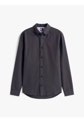 Camisa Negra Oxford Con Cuello Abotonado Tommy Jeans