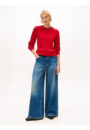 Saco Rojo De Cuello Redondo Con Botones Dorados Tommy Hilfiger