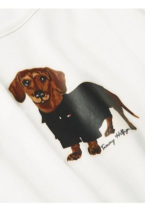 Camiseta Blanca Con Logo Estampado De Perro Tommy Hilfiger