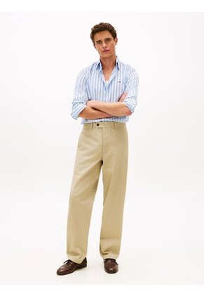 Camisa Celeste Flex Polin Con Rayas Tommy Hilfiger