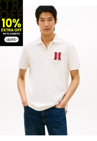 Polo Blanco De Corte Regular Con Logo Gráfico Tommy Hilfiger Tommy Hilfiger