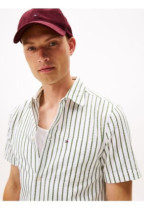 Camisa Blanca Seersucker De Corte Regular Con Diseño De Rayas Tommy Hilfiger