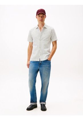 Camisa Blanca Seersucker De Corte Regular Con Diseño De Rayas Tommy Hilfiger
