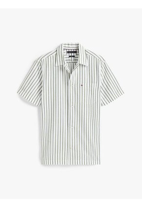 Camisa Blanca Seersucker De Corte Regular Con Diseño De Rayas Tommy Hilfiger