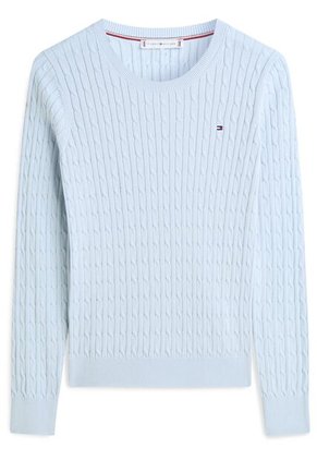 Saco Celeste De Cuello Redondo Con Tejido Tipo Cable Tommy Hilfiger