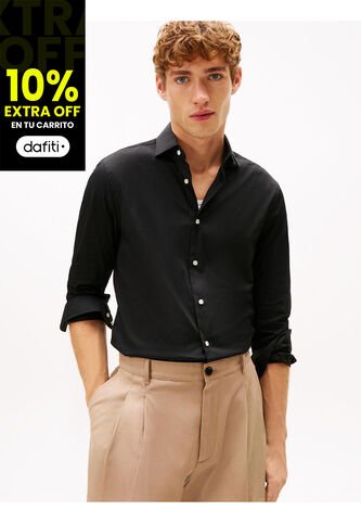 Camisa Negra Flex Solid Tommy Hilfiger Tommy Hilfiger