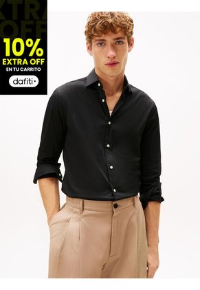 Camisa Negra Flex Solid Tommy Hilfiger