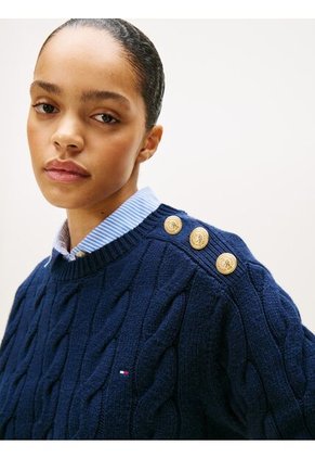 Saco Azul De Cuello Redondo Con Botones Dorados Tommy Hilfiger