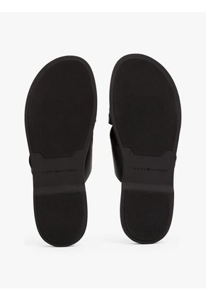 Sandalias Negro De Cuero Tommy Hilfiger