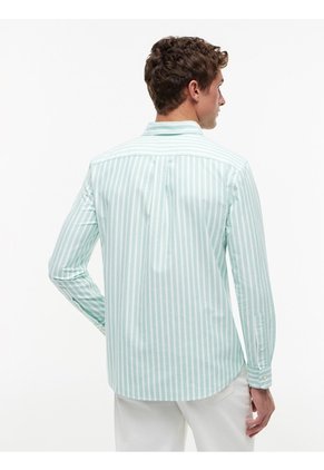 Camisa Verde Oxford De Rayas Y Corte Regular Tommy Hilfiger