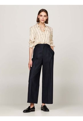 Camisa Blanco De Rayas Estilo Cuerda WW0WW43064-0F5