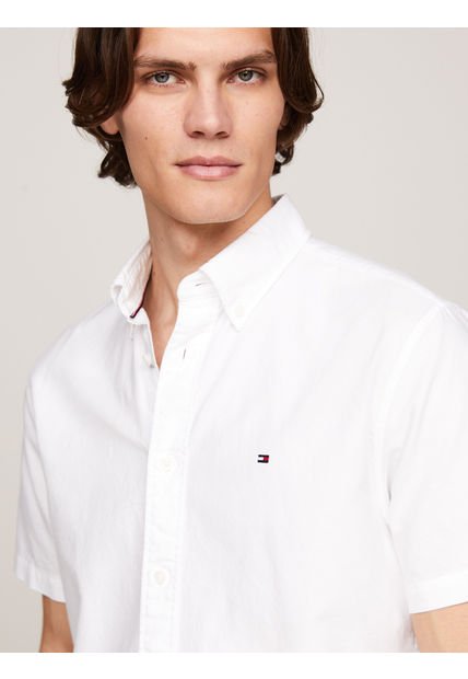 Camisa Blanca Heritage De Manga Corta Tommy Hilfiger
