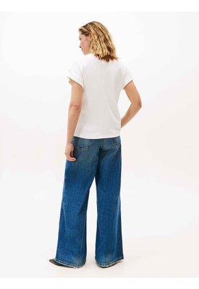 Camiseta Blanca Manga Corta Con Diseño De Rayas Tommy Hilfiger