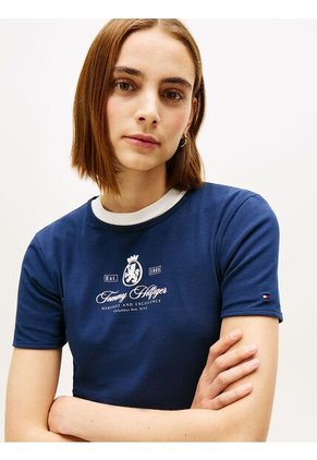 Camiseta Azul Varsity De Corte Slim Tommy Hilfiger