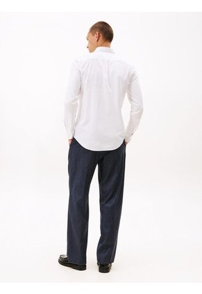 Camisa Blanca Slim De Hilo Teñido Tommy Hilfiger