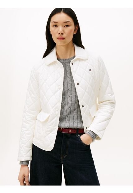 Chaqueta Blanca Acolchada Con Logo Tommy Hilfiger