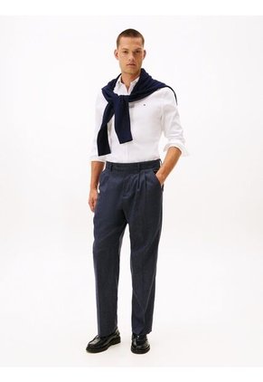 Camisa Blanca Slim De Hilo Teñido Tommy Hilfiger