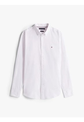 Camisa Blanca Slim De Hilo Teñido Tommy Hilfiger