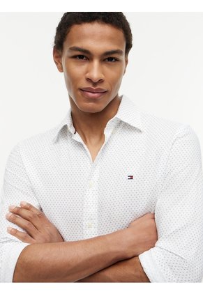 Camisa Multicolor Flex Poplin Con Micro Estampado De Cuadros Tommy Hilfiger