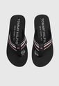 Sandalia Negro-Vinotinto-Blanco Tommy Hilfiger Stripes Beach de Tommy Hilfiger
