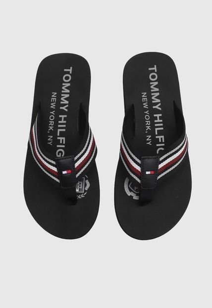 Sandalia Negro-Vinotinto-Blanco Tommy Hilfiger Stripes Beach