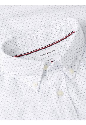 Camisa Multicolor Flex Poplin Con Micro Estampado De Cuadros Tommy Hilfiger