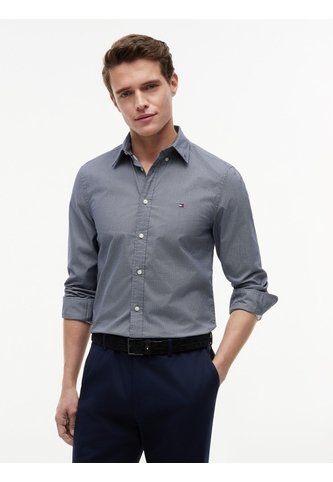 Camisa Azul Oscuro Manga Larga Flex Poplin Con Logo Tommy Hilfiger Tommy Hilfiger