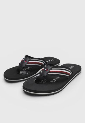Sandalia Negro-Vinotinto-Blanco Tommy Hilfiger Stripes Beach