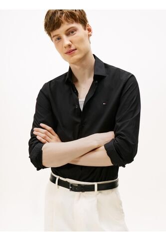 Camisa Negra Flex Poplin De Corte Slim Tommy Hilfiger Tommy Hilfiger
