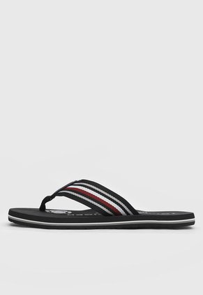 Sandalia Negro-Vinotinto-Blanco Tommy Hilfiger Stripes Beach